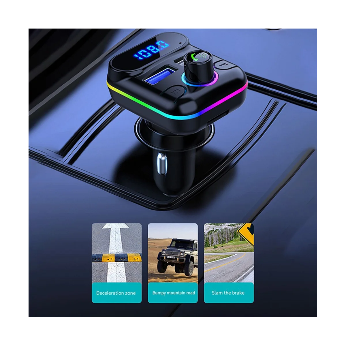 Auto Käed-Vabad-M33 Bluetooth-Compaitable 5.0 FM Saatja Dual USB Laadija Komplekt MP3-Mängija Disk Player4