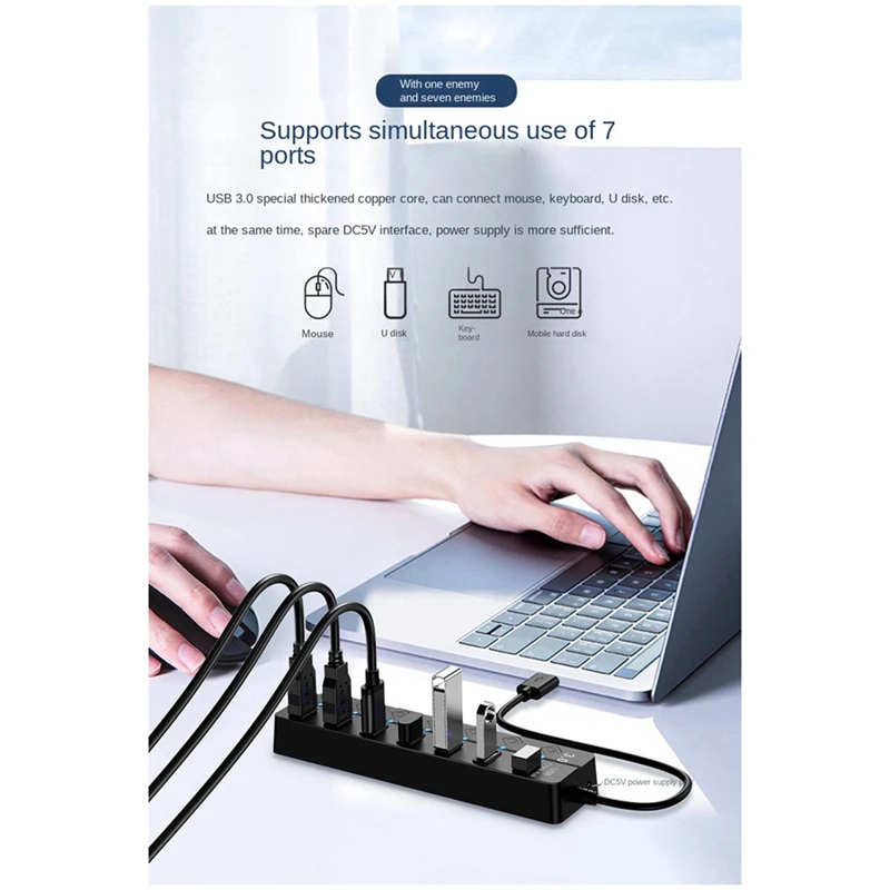 Seitse Port Switch Hub3.0 Seitsme Port Splitter Keskuses Nelja Sadama Expander Arvuti USB-Jaoturit Ühte Porti 3.0 Hub5