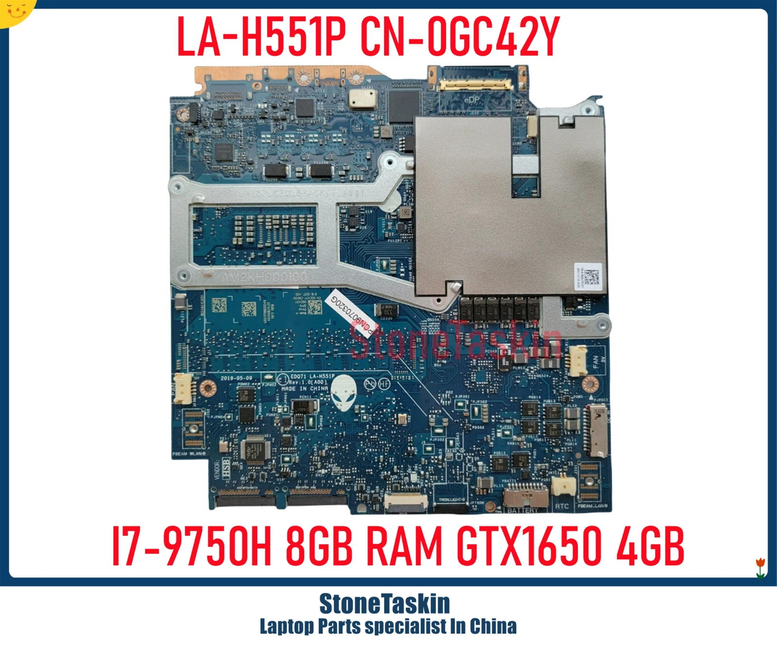 StoneTaskin Kasutada CN-0GC42Y LA-H551P Dell Alienware M17 R2 Sülearvuti Emaplaadi I7-9750H CPU GTX1650 4GB GPU 8GB RAM DDR4 GC42Y3