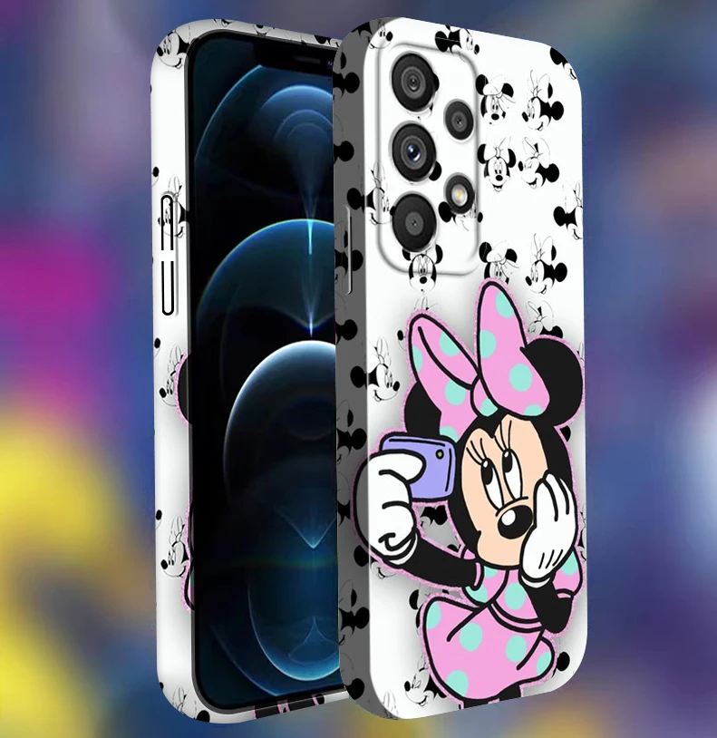 Disney Minnie Mickey Cool Kunst Kile Telefoni Puhul Samsungi A73 A53 A54 A34 A32 A23 A21 A22 A14 A12 A13 A04 5G Feilin kõvakaaneline3
