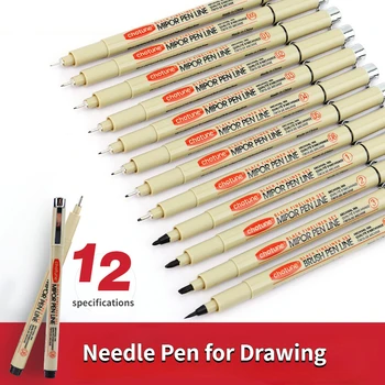 12tk Konks Line Süstal Pen Set Art Eriline Käsi-Joonis Joonis Joonis Pen Õpilastele Veekindel Sketching Geeli Pliiats