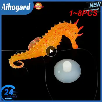 1~8PCS Silikoon Kunstlik Öösel Helendav Hippocampus Kala Tank Aquarium Ornament Veealuse Kaunistada Millimallikas Akvaarium