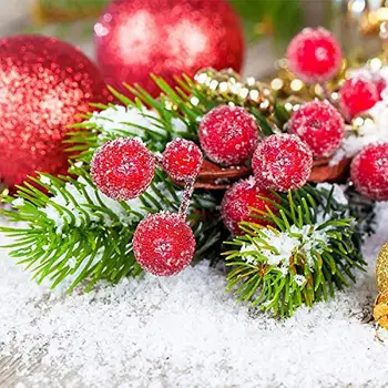 40X Kunstlik Marja-Dekoratiivsed Mini Jõulud Jäätunud Ergas Punane Holly Marja Holly Marju Kodu Kaunistamiseks