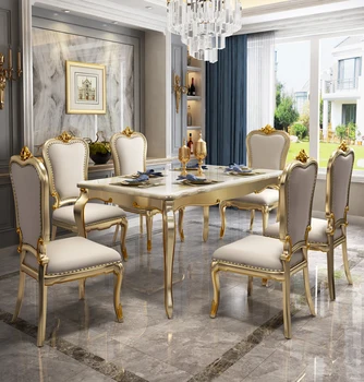 American light luksus täispuidust söögilaud ja tool koostisega Euroopa kandiline söögilaud marmor tamm söögilaud