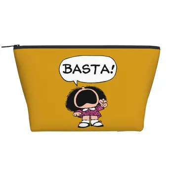 Custom Mafalda Basta Tualett-Bag Naiste Quino Argentina Cartoon Kosmeetika Meik Korraldaja Lady Ilu Säilitamine Dopp Komplekt Box