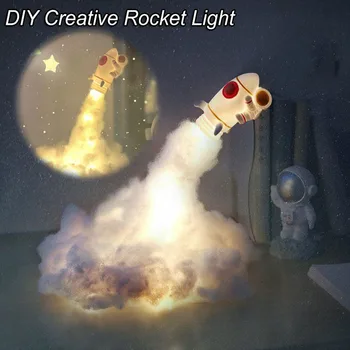 DIY Loominguline Raketi Valgus, LED Värvikas Pilved Astronaut Lamp USB Öö Valguses Decor Ins Atmosfääri Öö Lambi Lapsed Kingitus