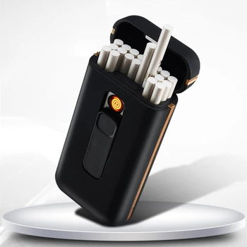 Metallist 20pcs Võimsus Sigaret Kasti Kergem USB Elektroonilise Kergem Sigareti Omanik Plasma Arc Kergem Veekindel Meeste Kingitus