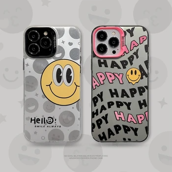 Mood Cartoon Naeratav Nägu Telefon Case For iPhone 11 12 13 14 Pro Max Õnnelik Pehme Põrutuskindel Kaitse tagakaas Funda Carcasa