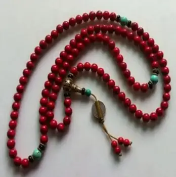 Perle de prière bouddhiste, rouge-pierre du Tiibetis, 108 8MM, collier Mala, Käevõru, perles