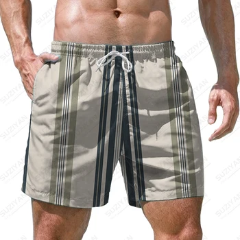Suvel uued meeste lühikesed püksid triibuline õmblemine 3D trükitud meeste lühikesed püksid etnilise stiilis retro meeste lühikesed püksid moe suundumus meeste lühikesed püksid