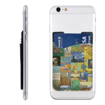 Vincent Van Gogh Kollaaž mobiili Kaardi Omanikule Tagasi Telefoni Kohandatud PU Nahk Kunsti Maali Stick kohta Rahakoti Puhul