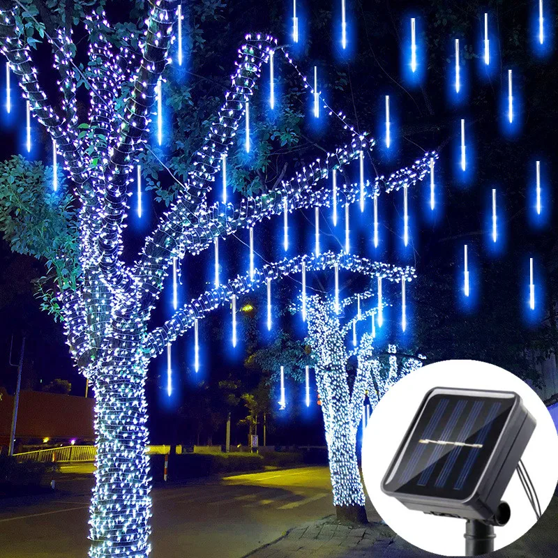 Päikeseenergial töötavad LED-Meteoor Dušš Kerge Puhkus String Kerge Veekindel Haldjas Aed Decor Väljas Led Street Vanik jõuluehe0