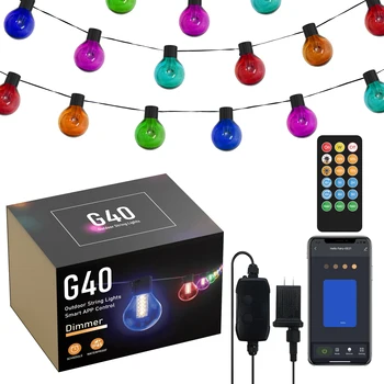 Bluetooth-LED-G40 Pirn String Valgus 15M 25 Blubs Festoon Haldjas Tuled Jõulupuu Decor Kodus Aias Väljas Vanik