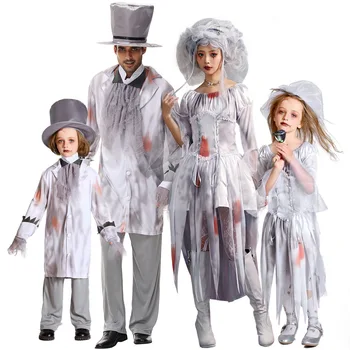 Halloween Kostüümid Naistele ja Meestele, Lastele, Cosplay Vampiir Kleit, Jakk, Püksid Korsett Hat Set Õudus Vaimu Pruut Jube Zombie Ülikond