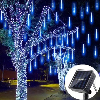 Päikeseenergial töötavad LED-Meteoor Dušš Kerge Puhkus String Kerge Veekindel Haldjas Aed Decor Väljas Led Street Vanik jõuluehe